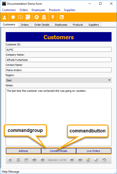 Commandgroup, Commandbutton