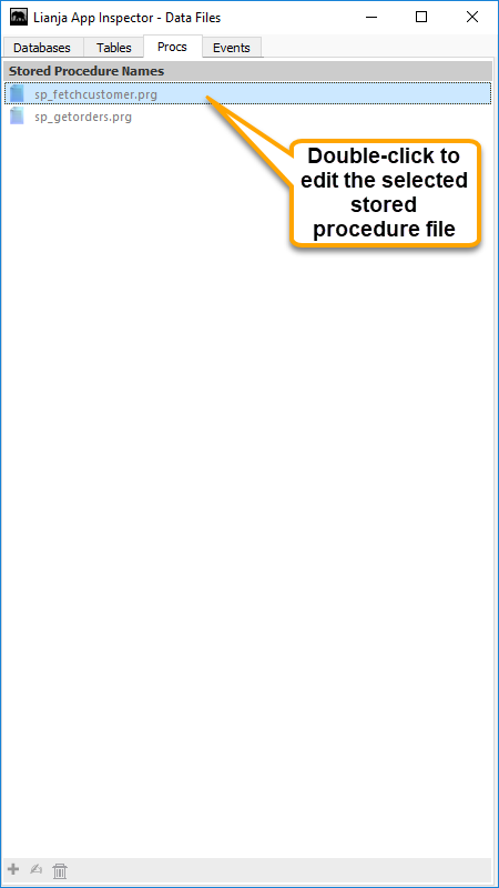 Data Files Tab: Procs