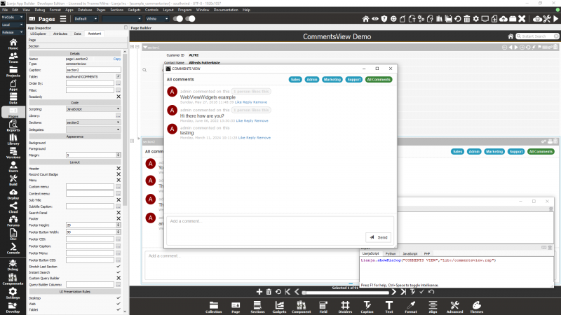 ShowDialog: Commentsview